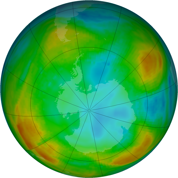Antarctic ozone map for 06 August 1980